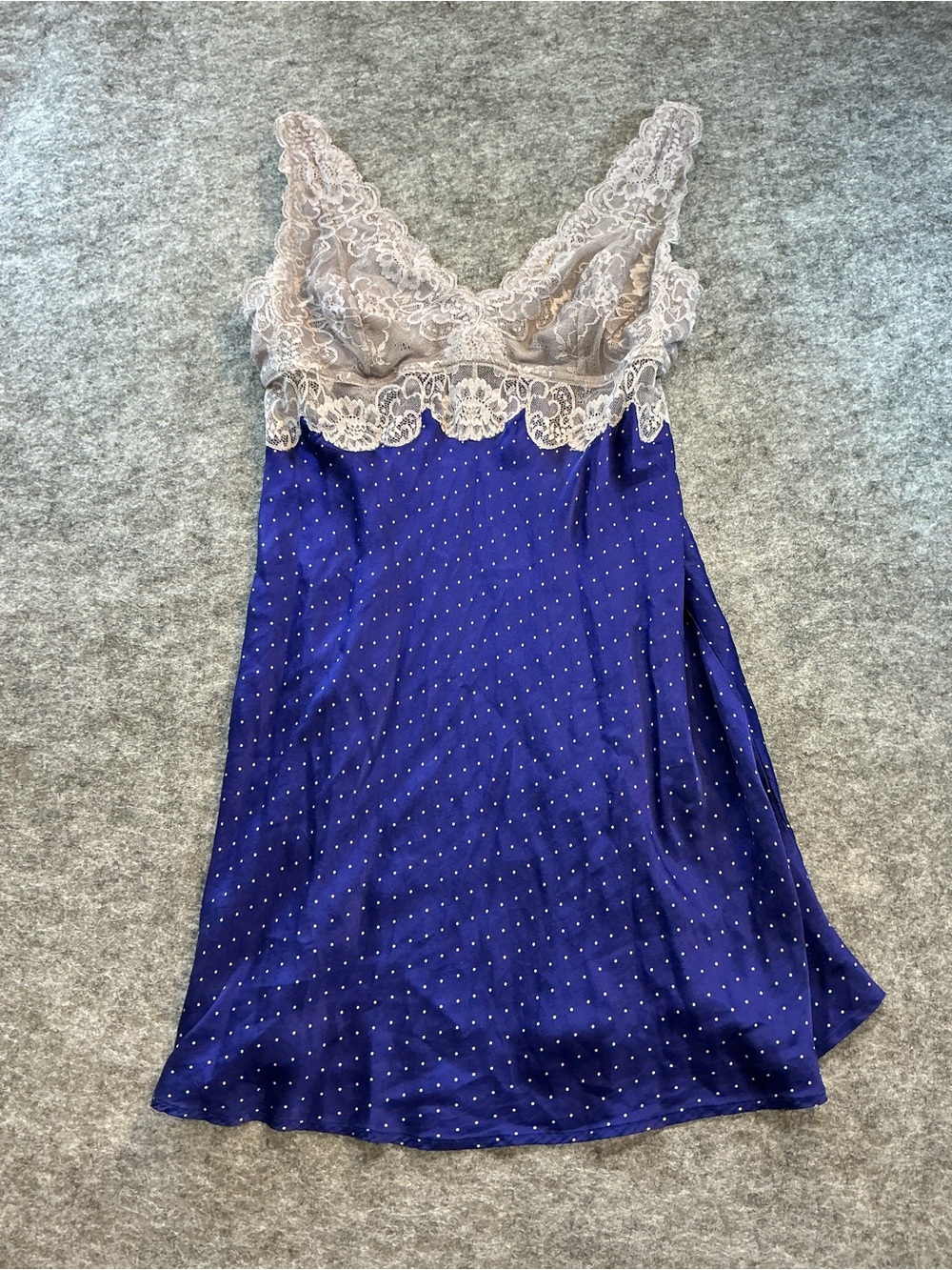 NK Imode 100% Silk Polka Dot Lingerie Sleep Lace-Trim Slip Dress Size XL